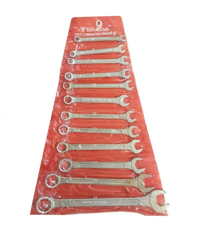 ست آچار ۱۲ عددی یک سر تخت یک سر رینگی دیاموند فولادی